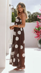 Melinda Maxi Dress - Chocolate / Cream Spot