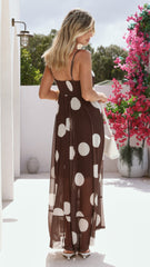 Melinda Maxi Dress - Chocolate / Cream Spot