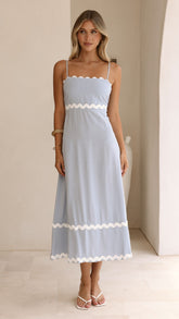 Seraphina Maxi Dress - Blue/White