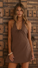 Elsie Mini Dress - Brown