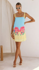 Gianna Mini Dress - Positano Blue