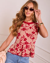 Omika Printed Peplum Knit Sweater