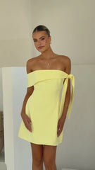 Halen Off Shoulder Mini Dress - Lemon