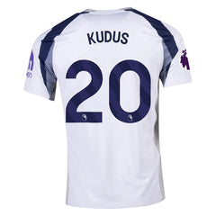 Nike Kudus Tottenham Hotspurs Home Jersey w/ EPL + No Room For Racism Patch 25/26 (White/Iron/Binary Blue)