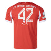 adidas Bayern Munich Karl Home Jersey w/ Champions League Patches 25/26 (Red)