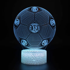 Football Club Logo Ball 3D Illusion LED Lamp – Multiple Variants