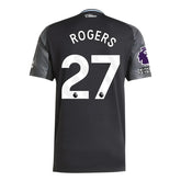 adidas Rogers Men's Aston Villa 25/26 Away Jersey w/ EPL + NRFR Patches (Black/Global Blue)