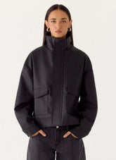 James PU Bomber Jacker - Black