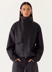 James PU Bomber Jacker - Black