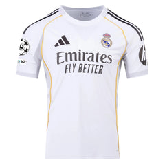 adidas Dean Huijsen Real Madrid 25/26 Home Jersey w/ Champions League Patches (White)