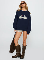 Swan Lake Love Knit Sweater Navy