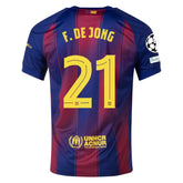Nike Frankie De Jong FC Barcelona Home Jersey 25/26 w/ Champions League Patches (Deep Royal Blue/Midwest Gold)
