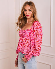 Heart Reservation Printed Bust Tie Top