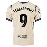 Nike Robert Lewandowski Men's FC Barcelona Authentic Away Jersey w/ Champions League Patches (Team Gold/Persian Violet/Black)