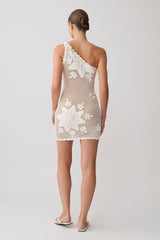 Barker Hand Crochet Knit Mini Dress - White