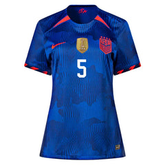 Nike Womens United States Kelley O'Hara 4 Star Away Jersey 23/24 w/ 2019 World Cup Champion Patch (Hyper Royal/Loyal Blue)