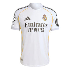 adidas Real Madrid Authentic Home Jersey 25/26 w/ Champions League Patches (White)