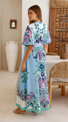 Dali Maxi Dress - Island Bloom Blue