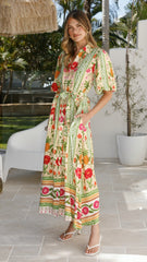 Artia Puff Sleeve Maxi Dress - Sunkissed Print