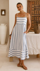 Baylee Midi Dress - Blue Stripe