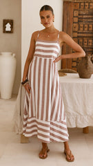 Baylee Midi Dress - Chocolate Stripe