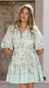 Nalita Mini Dress - Blue Print