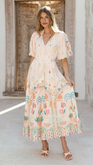 Tamsin Midi Dress - Acacia Palm