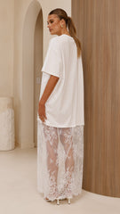 Raina T-Shirt Maxi Dress - White Lace