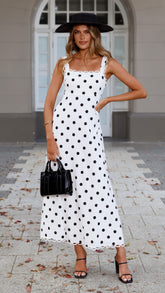 Milani Maxi Dress - White Polka