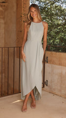Genevieve Boat Neck Maxi Dress - Sage