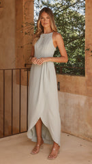 Genevieve Boat Neck Maxi Dress - Sage