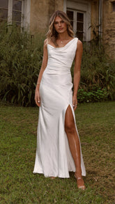Iris Asymmetrical Maxi Dress - Ivory