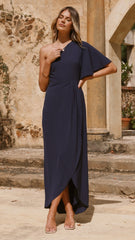 Emma One Sleeve Maxi Dress - Navy
