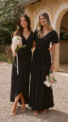 Pamela V Neck Maxi Dress - Black