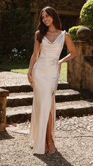 Iris Asymmetrical Maxi Dress - Champagne