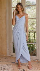 Charlotte Draped Maxi Dress - Blue