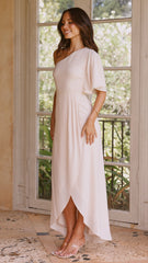 Emma One Sleeve Maxi Dress - Ivory