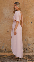 Emma One Sleeve Maxi Dress - Dusty Pink