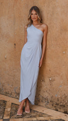 Clara One Shoulder Maxi Dress - Blue