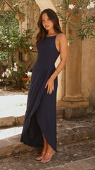 Genevieve Boat Neck Maxi Dress - Navy