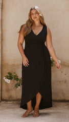 Pamela V Neck Maxi Dress - Black