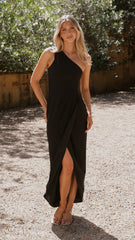 Clara One Shoulder Maxi Dress - Black