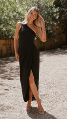 Clara One Shoulder Maxi Dress - Black