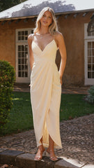 Charlotte Draped Maxi Dress - Yellow