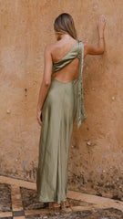 Halle One Shoulder Maxi Dress - Olive