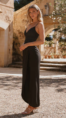 Charlotte Draped Maxi Dress -Black