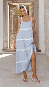 Lavina Maxi Dress - Blue/White