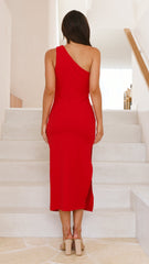 Alaina Midi Dress - Red