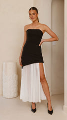 Fenella Asymmetrical Maxi Dress - Black / White