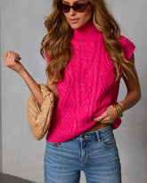 Estellie Cable Knit Sleeveless Turtleneck Sweater